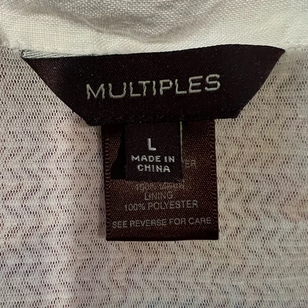 Multiples Multi Colored Zippered Jacket Top Belle Sleeves Size Large